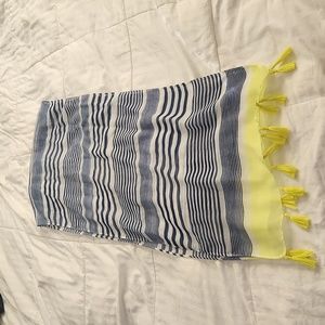 Blue, white, and lime green scarf